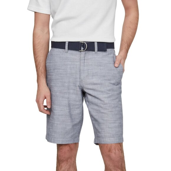 Mens Guess Slim-Fit Gray Shorts With Navy Belt Size 36 Cotton Blend - Picture 1 of 10